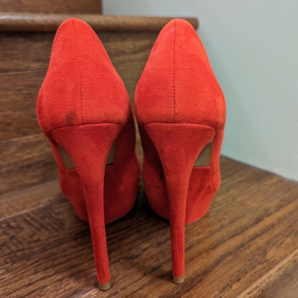 Zara Women Red Platform Heels Size 7 - Picture 5 of 12